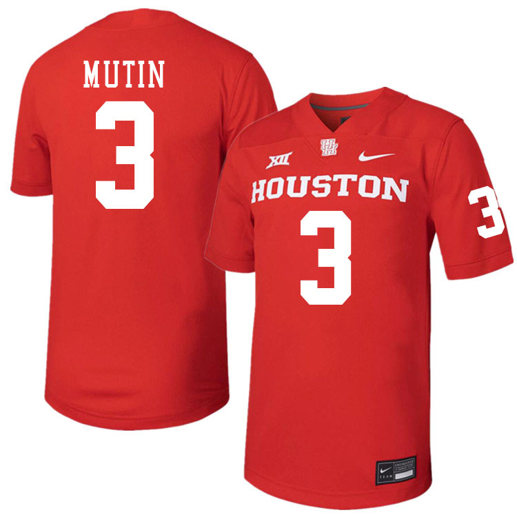 Houston Cougars #3 Donavan Mutin College Football Jerseys Stitched Sale-Red